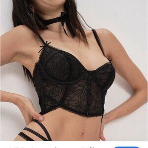 new FOR LOVE AND LEMONS emilia mesh inset corset bustier 34a